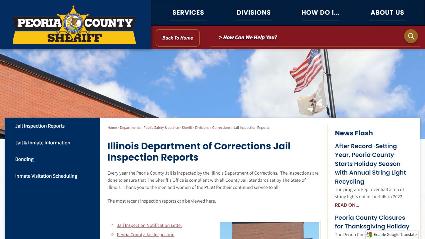 Illinois Department of Corrections Jail Inspection Reports - Peoria County