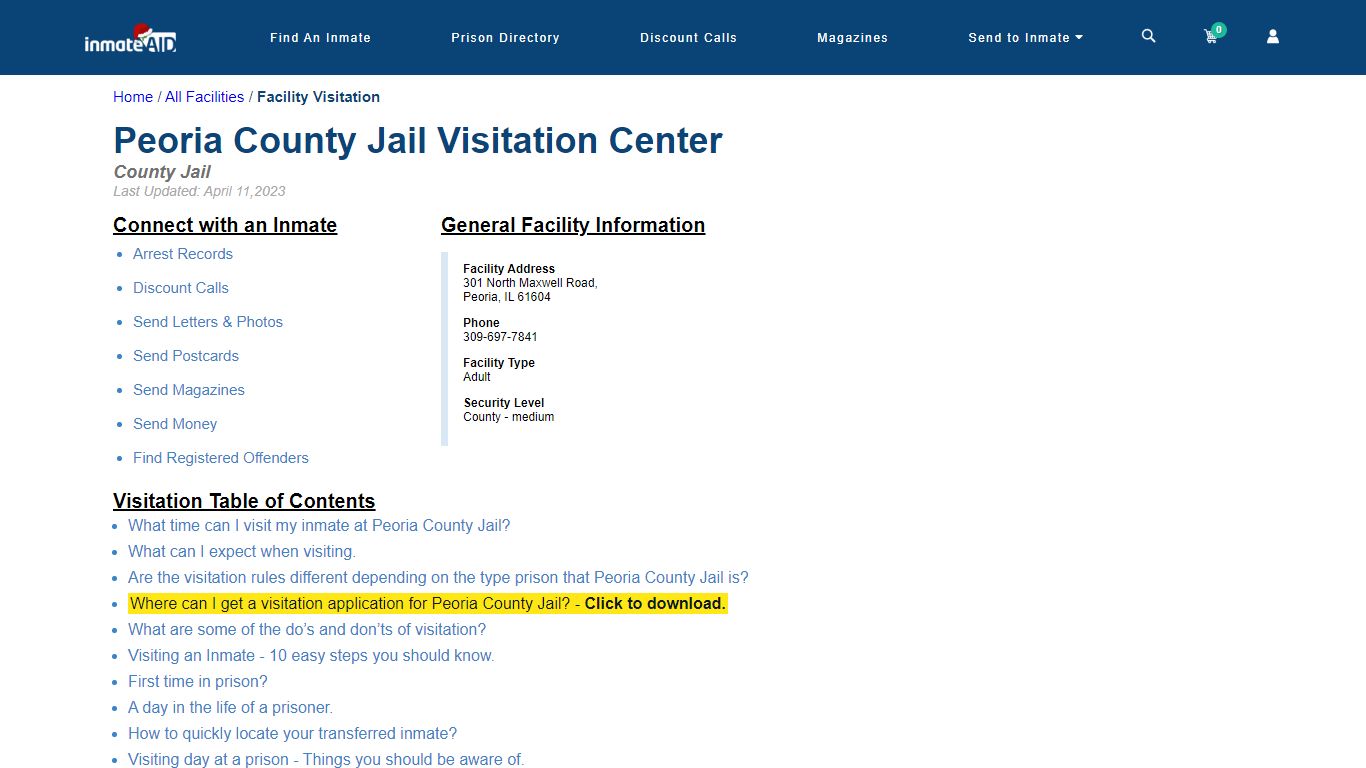 Peoria County Jail | Visitation, dress code & visiting hours - InmateAid